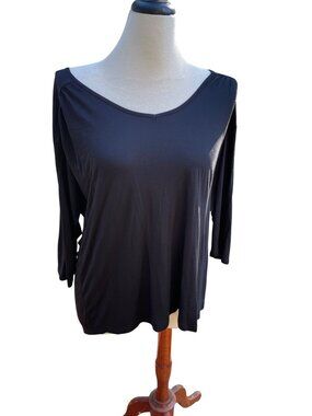 Old Navy Womens Black 3/4 Sleeve V-Neck Keyhole Back Top XL